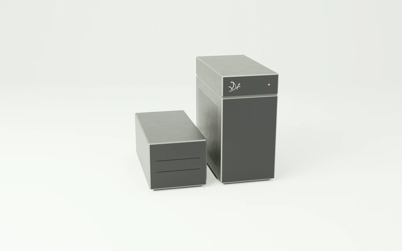The front of the Gedō workstation on a plain backdrop